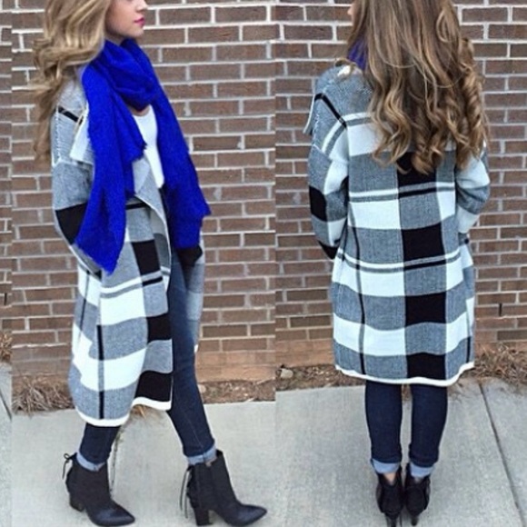 De Philo Black & White Plaid Draped Sweater Jacket Oversized Cardigan Size S - Picture 12 of 13